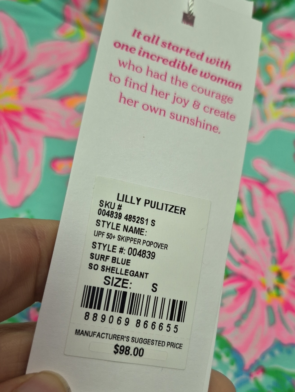 Lilly Pulitzer UPF 50+ Skipper Popover Surf Blue So Shellegant Size Small NWT - Picture 2 of 12
